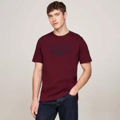 Tommy Hilfiger Crest Logo Embroidery T-Shirt in Purple