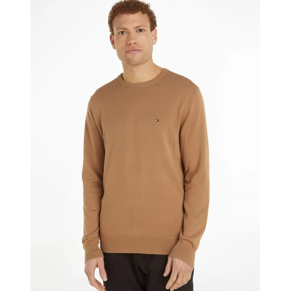 Tommy Hilfiger Ess Crew Knit in Beige