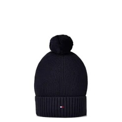 Tommy Hilfiger Essential Pom Pom Beanie in Blue