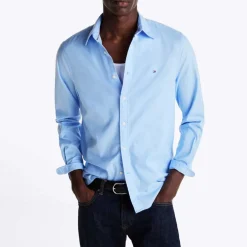 Tommy Hilfiger Flag Embroidery Regular-Fit Shirt in Blue