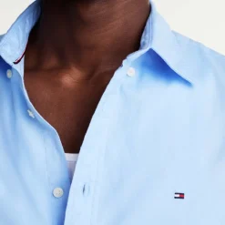 Tommy Hilfiger Flag Embroidery Regular-Fit Shirt in Blue