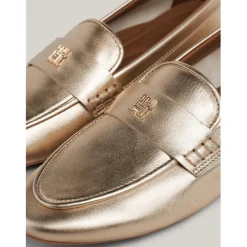 Tommy Hilfiger Leather Penny Loafer in Gold