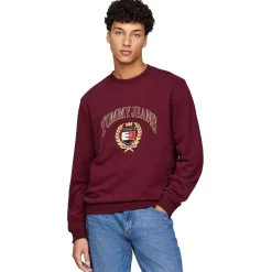 Tommy Hilfiger Logo Embroidery Crewneck Sweatshirt in Purple