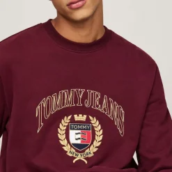 Tommy Hilfiger Logo Embroidery Crewneck Sweatshirt in Purple