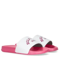 Tommy Hilfiger Logo Print Pool Slides in Pink