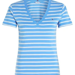 Tommy Hilfiger Neck Striped T-Shirt in Blue