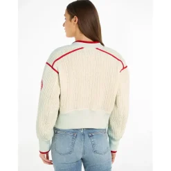 Tommy Hilfiger Quilted Padded Short Bomber Jacket in Cream