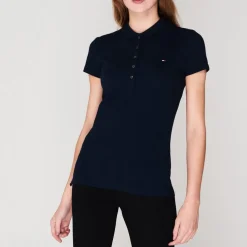 Tommy Hilfiger Short Sleeve Slim Fit Polo Shirt Ladies in Blue