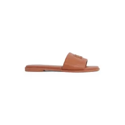 Tommy Hilfiger Th Logo Hardware Leather Mule in Brown