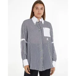 Tommy Hilfiger Thl Naval Ithaca Relaxed Fit Long Sleeve Shirt in Blue