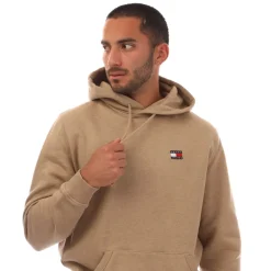 Tommy Hilfiger Tonal Badge Drawstring Hoodie in Camel