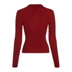 Tommy Jeans Badge Rib Pullover Sweater in Red