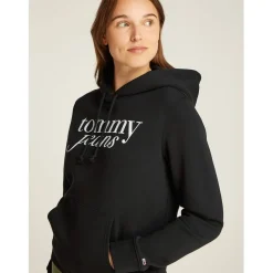 Tommy Jeans Hooded Regular Fit Sweatshirt in Black