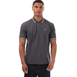 Tommy Jeans Regular Fit Tipped Polo Shirt in Grey