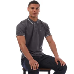 Tommy Jeans Regular Fit Tipped Polo Shirt in Grey