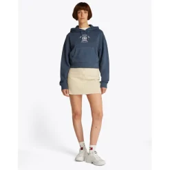 Tommy Jeans Varsity Cropped Hooded Relaxed Sweatshirt in Blue