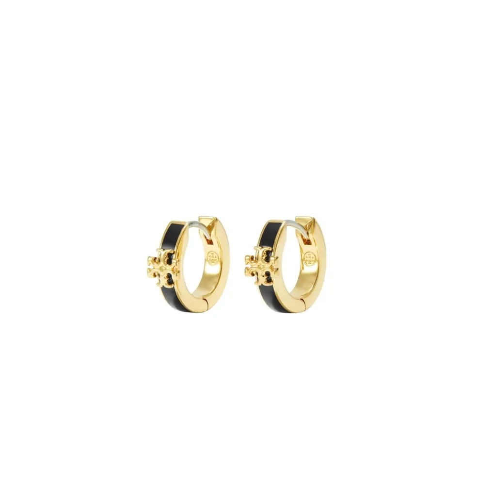 Tory Burch Jewellery Enamel Huggie Hoop Earrings in Gold