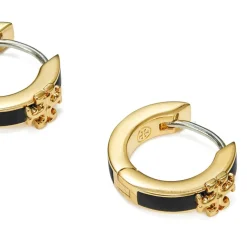 Tory Burch Jewellery Enamel Huggie Hoop Earrings in Gold