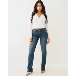 True Religion Billie Stretch Mid Rise Jeans in Blue