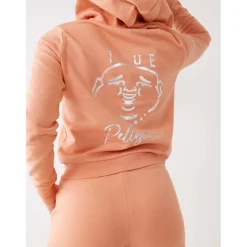 True Religion Buddha Print Hooded Sweatshirt in Orange