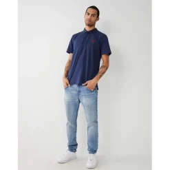 True Religion Core Regular Fit Polo Shirt in Blue