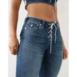 True Religion Cry Lace Up Jeans in Blue