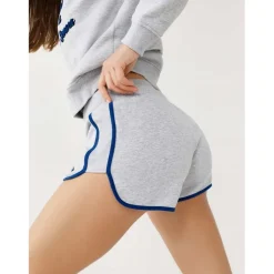 True Religion Flock Curved Hem Joggers Shorts in Grey