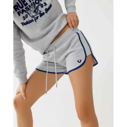 True Religion Flock Curved Hem Joggers Shorts in Grey