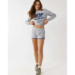 True Religion Flock Curved Hem Joggers Shorts in Grey