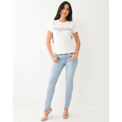 True Religion Regular Fit Lettering Crew Neck T-Shirt in White
