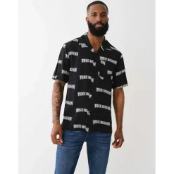 True Religion Regular Fit Lettering Casual Shirt in Black