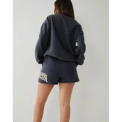 True Religion Staggered Lettering Hooded Sweatshirt in Blue