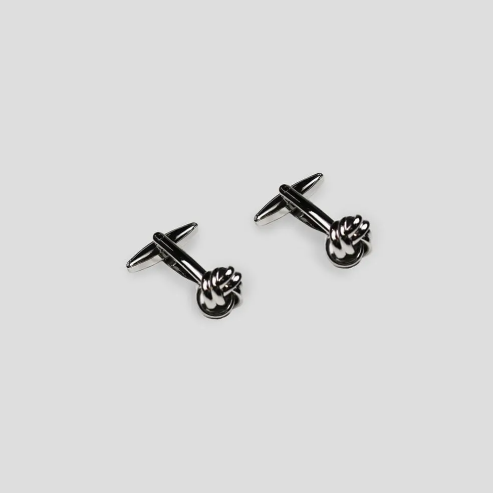 Twisted Tailor Knot Cufflink in Silver