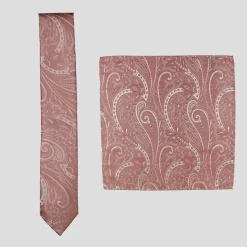 Twisted Tailor Paisley Tie Set in Pink