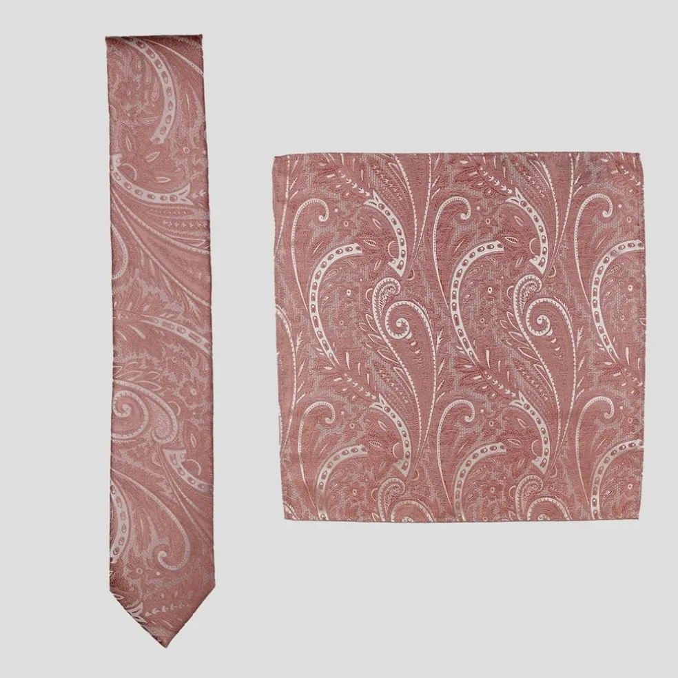 Twisted Tailor Paisley Tie Set in Pink