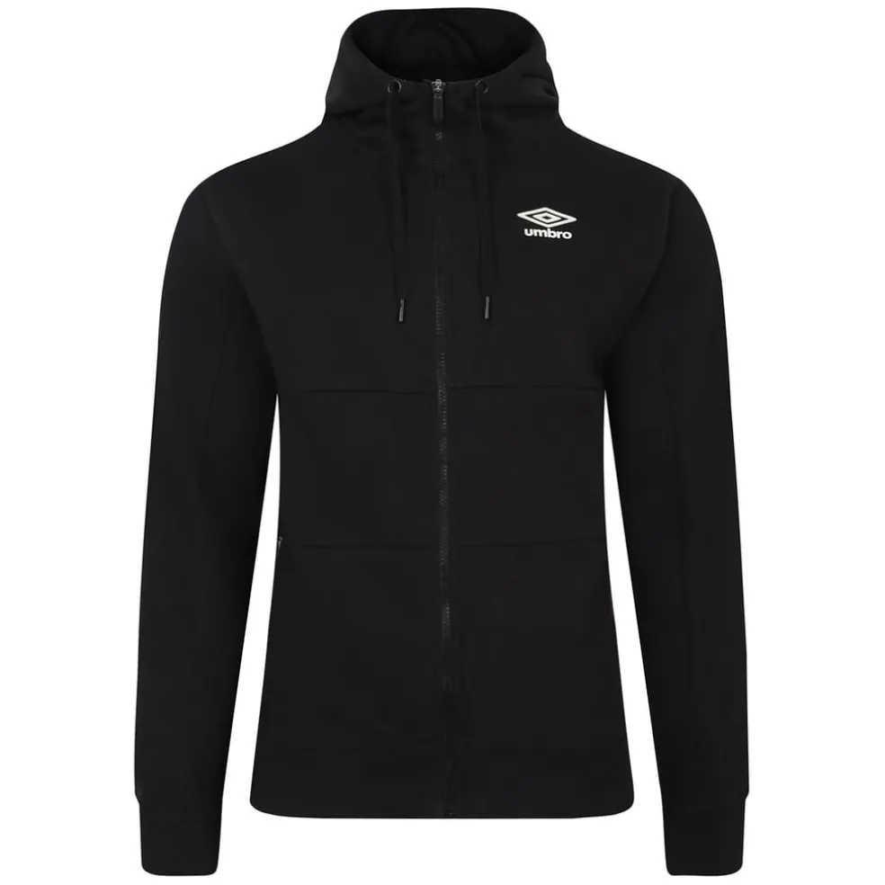 Umbro Mens Fleece Full Zip Hoodie in Black