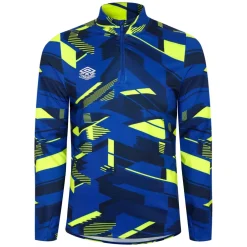 Umbro Premier Graphic Warm Up Mid Layer Top in Blue yellow