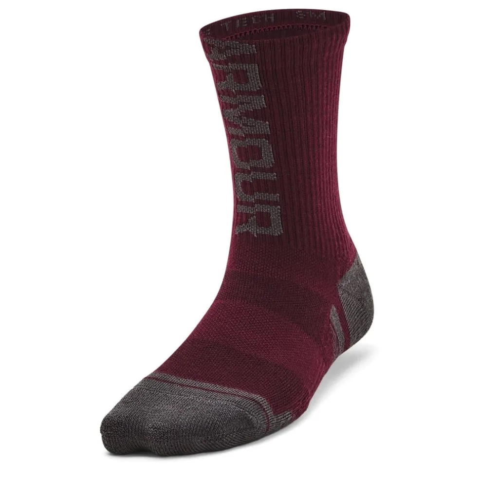 Under Armour Crew 3 Pack Socks in Red