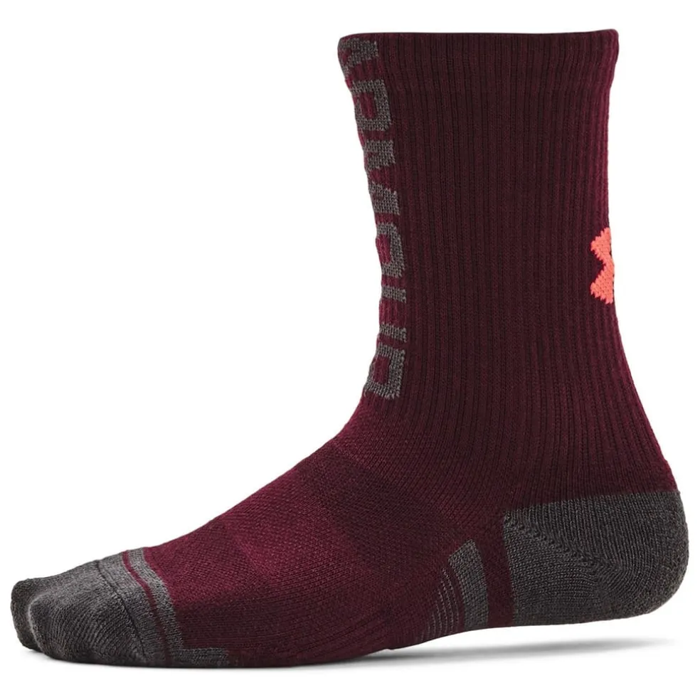 Under Armour Crew 3 Pack Socks in Red