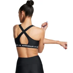 Under Armour Cropped Scoop Neck Mid Impact Bra in Black