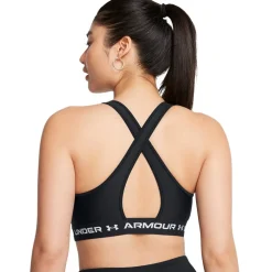 Under Armour Cropped Scoop Neck Mid Impact Bra in Black
