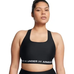 Under Armour Cropped Scoop Neck Mid Impact Bra in Black