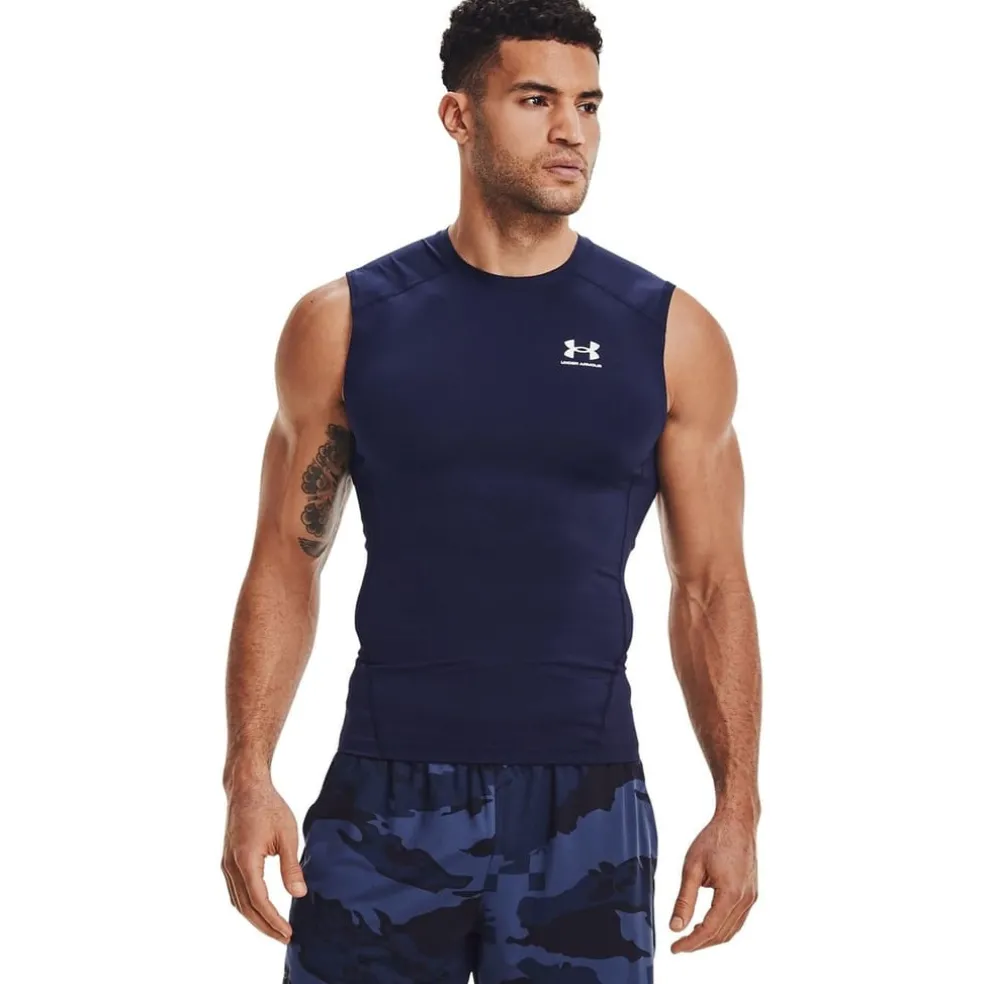 Under Armour Heat Gear Compression Sleeveless T-Shirt in Blue