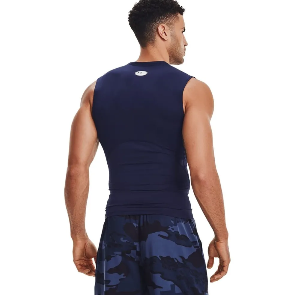 Under Armour Heat Gear Compression Sleeveless T-Shirt in Blue