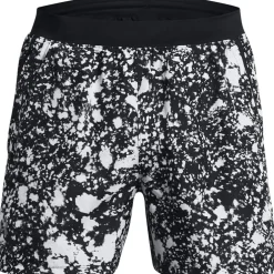 Under Armour Launch 5 Logo Print Running Shorts in Black