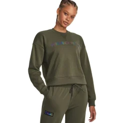 Under Armour Long Sleeve Relaxed Fit Crew Neck Sweater in Green