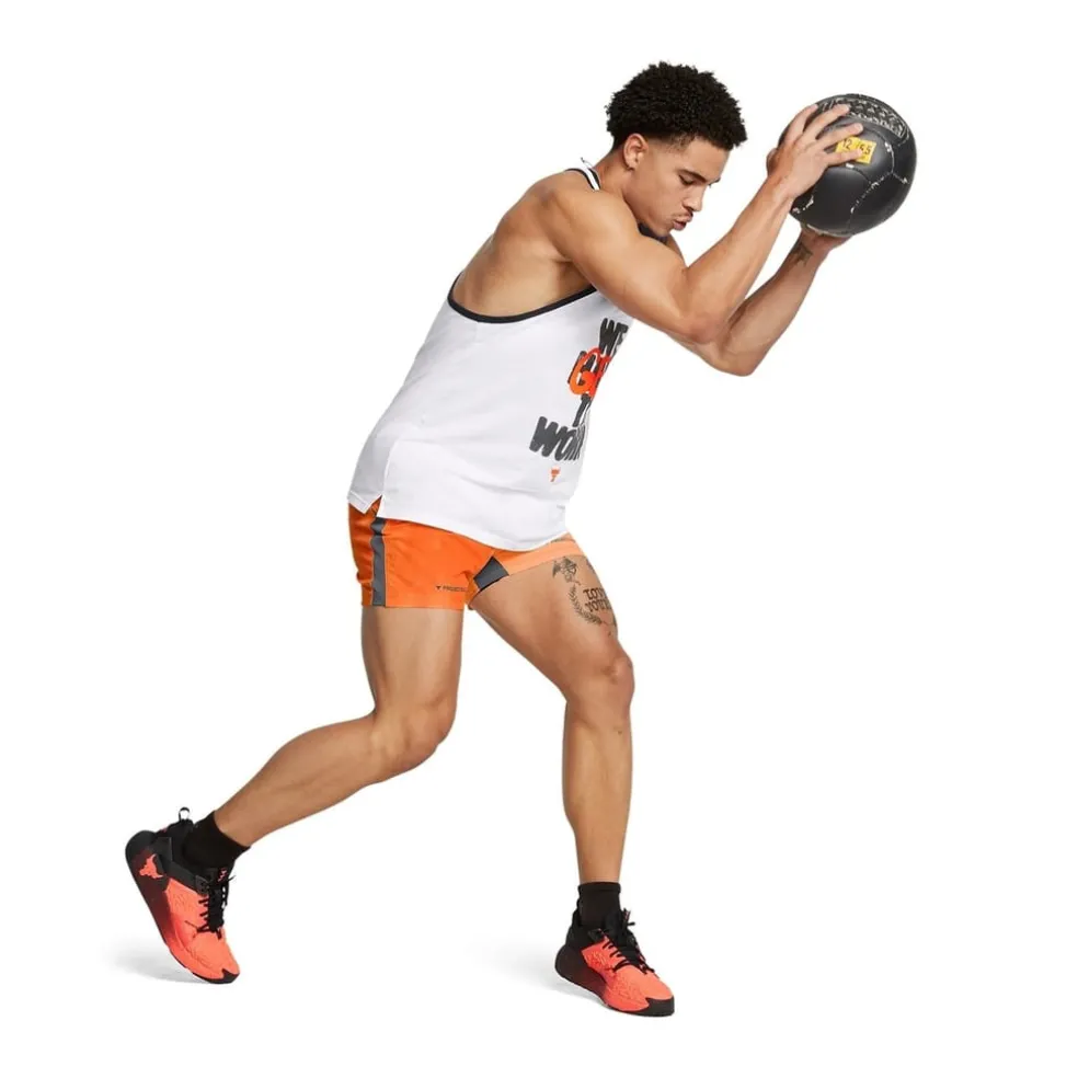 Under Armour Mens Armour Pjt Rock Ultimate 5 Pt Sts Gym Shorts in Orange