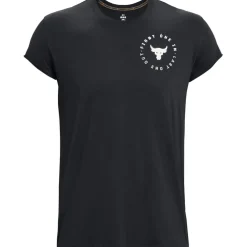 Under Armour Mens Armour Pjt Rock Cap Sleeve Ss Gym Top in Black