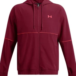 Under Armour Mens Armour Ua Baseline Woven Jacket Hoody in Red