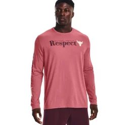 Under Armour Mens Armour Ua Pjt Rock Respect Ls Gym Top in Pink